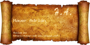 Hauer Adrián névjegykártya